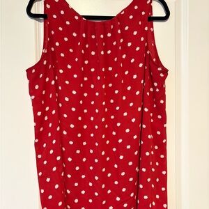 LOFT Red and White Polka Dot Tank Top